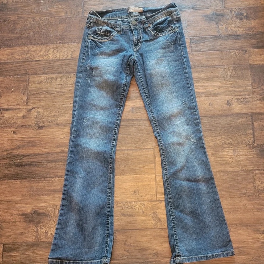 Women’s Flare Jeans in Faded Blue Denim - Picture 1 of 5